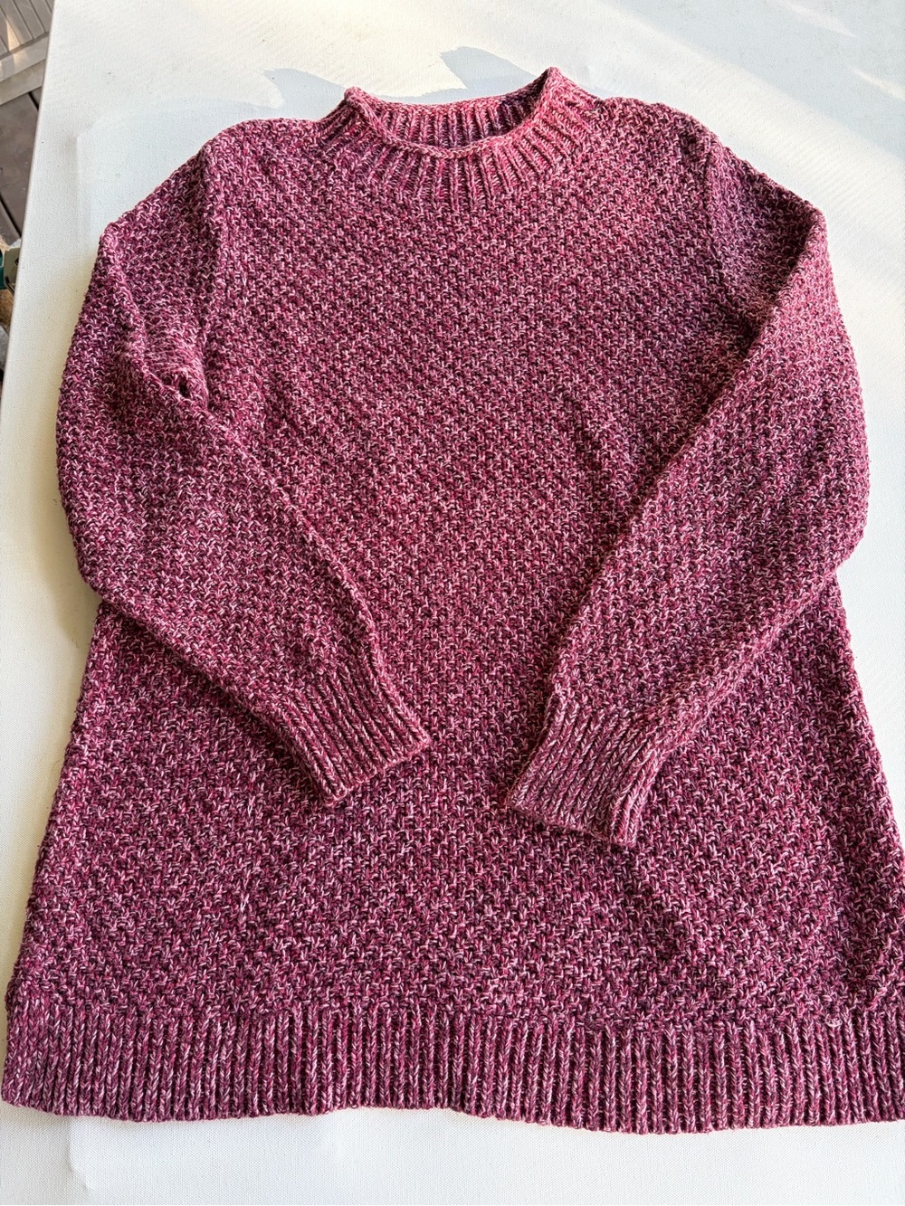 LOFT Marled Berry Pink Mock Neck Sweater L